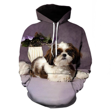 Толстовка с 3D принтом для мужчин и женщин, повседневный свитшот в стиле Харадзюку, Модный пуловер в уличном стиле, в стиле хип-хоп, с собакой Тедди, весна-осень 2024 - купить недорого