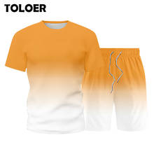 Conjuntos de 2 peças de verão camisa manga curta ternos cor gradiente roupas masculinas verão moletom moletom conjunto masculino 2024 - compre barato