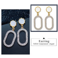 SHUANGR Gold Color Round Rhinestone Drop Earrings Crystal For Women Luxury Party New Shining Dangle Wedding Jewelry Brincos 2024 - buy cheap
