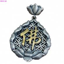 BOCAI 100% S925 Sterlingsilver Pendants For Men And Women Fashion Lotus China Buddha Word Hollow Pure Argentum Buddha Amulet 2024 - buy cheap