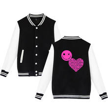 Fashion Harajuku Face Smiley Love Baseball Jackets Coat Costume Men Women Long Sleeve Pocket Button Hoodies Sweatshirts Tops 4XL 2024 - buy cheap