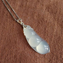 Natural Chalcedony String Bean Pendant 925 Silver Necklace Fashion Lady Crystal Sweater Jewelry Free Chain And Gift Box 2024 - buy cheap