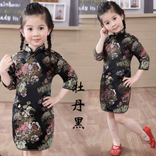 Estilo chino ropa de bebé Otoño de 2021 niños ropa niños fiesta vestido de flores de la boda bebés niñas vestido Chi-pao 2024 - compra barato