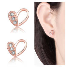 Cute Crystal Heart Earrings Women Jewelry Trendy Silver Plated   Earring Girls Stud Accessories Rose Gold Piercing Ear Bijou 2024 - buy cheap