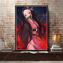 Nt761 menina demônio slayer kimetsu não yaiba 2019 japão anime poster impressão pintura da arte da parede imagem da lona sala de estar decoração casa 2024 - compre barato