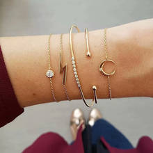 5pcs/set Luxury Light Moon Crystal Chain Bracelet Set Charm Cuff Bracelets For Women Jewelry Gold Friends Gifts Bracelet Femme 2024 - buy cheap