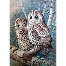 Div 5D Forest Owls Tree Leaves Leaf Full Diamond Painting cross stitch kits art High Quality Animal 3D paint by diamonds 2024 - buy cheap