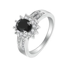 Exquisite Silver Plated Ring For Women Dazzling AAA Zircon Black Crystal Ring New Fashion Party Gifts Jewelry 2024 - buy cheap