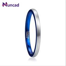 NUNCAD 2mm Ring Blue Plated Stacking Tungsten Carbide Ring Women Jewelry Wedding Band Brushed Finish Comfort Fit Size 5-10 2024 - buy cheap