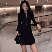 Woman Dress Summer New Women's Ruffled Zipper Black Dress Vestido De Mujer 2024 - buy cheap