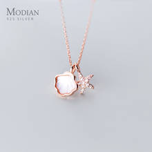 Modian Real 925 Sterling Silver Link Chain Necklace for Women Shiny Zircon Starfish Shell Pendant Necklace Fine Jewelry 2020 New 2024 - buy cheap