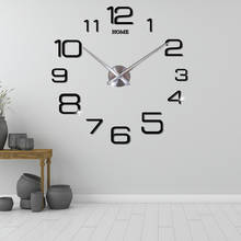 Grande 3d relógio de parede design moderno diy mudo acrílico auto adesivo relógio de parede digital adesivo para sala estar decoração casa 2024 - compre barato