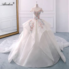 Alonlivn-vestido de novia con bordado colorido, foto Real sin hombros, festoneado, con cuentas de encaje, para boda 2024 - compra barato