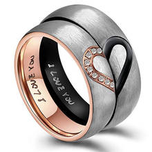 Rose Gold/Black Color Heart Couple Rings Stainless Steel Couples Lovers Love Promise Ring For Men Women Jewelry Dropshipping 2024 - купить недорого