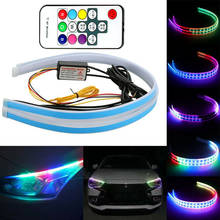 2 pcs Flexible Multi Color Car LED DRL RGB Daytime Running Light LED Waterproof Strip Flowing Turn Signal Light For Headlight 2024 - buy cheap