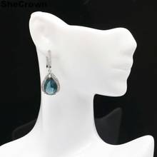 34x14mm Elegant Drop Jewelry Set London Blue Topaz Tanzanite Ruby Natural White CZ For Sister Daily Wear Silver Pendant Earrings 2024 - buy cheap