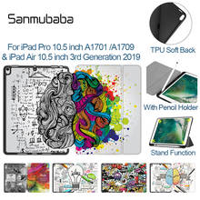 Sanmubaba Case For iPad Pro Air 10.5 inch 3rd Gen With Pencil Holder TPU Soft Back+PU Leather Flip Stand funda Smart Tablet Case 2024 - buy cheap