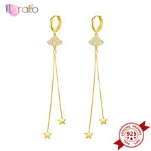 925 Sterling Silver Ear Buckle Star Long Tassel Earrings for Women Shell Shaped Crystal Drop Dangle Hanging Earrings Jewelry 2024 - buy cheap