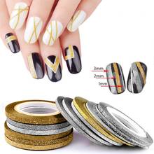 6 Pcs/Set Nail Art Sticker Laser Gold Metal Stripe Wave Line Tape Nail Art Glitter Striping Line Tape Sticker Manicure Decor 2024 - buy cheap