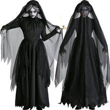 Disfraz de Halloween de bruja negra para mujer, traje de Anime gótico, fantasma, vampiro, Spiderweb, pesadilla antes de Navidad 2024 - compra barato