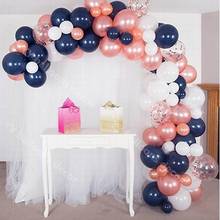 Воздушные шары розовые, золотистые, темно-синие, с конфетти, комплект гирлянды 2024 - купить недорого