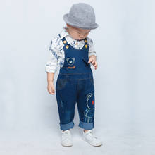 Джинсовый комбинезон IENENS для мальчиков и девочек, длинные штаны с мультяшным рисунком для малышей, джинсовый комбинезон для мальчиков, детская одежда, брюки 2024 - купить недорого