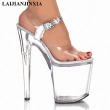 LAIJIANJINXIA-zapatos de tacón alto de 20cm, sandalias transparentes de cristal, zapatos de vestir de boda con correa trasera para fiesta, sandalias exóticas de bailarina 2024 - compra barato
