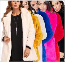 Plus Size Pink Shaggy Women Faux Fur Coat Streetwear Autumn Winter Plush Teddy Thick Warm Coat Female Plus Size Overcoat Party 2024 - buy cheap