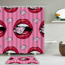 Love romance Shower Curtains Set With Hooks Bathroom Waterproof Rose Lover Pink Bath Curtains Non-slip Mat Toilet Decor Bath Mat 2024 - buy cheap