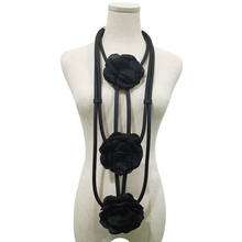 YD & YDBZ черного цвета с цветочками для вечеринок кожаное длинное ожерелье для женщин роскошный резиновая подвеска Колье цепи женская одежда ювелирные изделия ожерелья 2024 - купить недорого