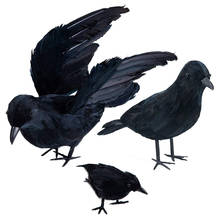 Реалистичная черная ворона, искусственная птица, украшение на Хэллоуин, охотничье креативное украшение двора, пугалка, садовая ловушка для вредителей, ворона-приманка, 3 шт. 2024 - купить недорого
