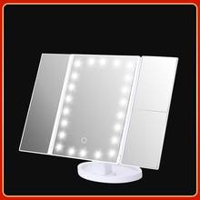 Joylive 2021 tri-fold espelho de maquiagem com espelho de luz de ampliação e luminoso led espelho de maquiagem de armazenamento de mesa espelho de vaidade 2024 - compre barato