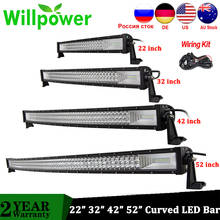 Willpower-barra LED curva de tres filas, lámpara de trabajo, Combo, para camión, 4x4, 4WD, 22, 32, 42, 52 pulgadas, 270W, 405W, 540W, 675W 2024 - compra barato