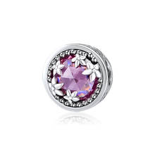 Ckk radiante plumeria encantos 925 prata esterlina rosa contas de cristal para fazer jóias se encaixa diy pulseira fazendo acessórios 2024 - compre barato