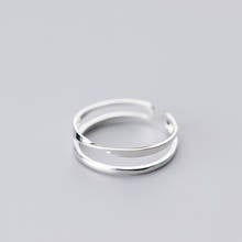 100% Genuine 925 Sterling Silver Minimalist Fashion Double Layer Rings Open Adjustable For Women Lady Girls Jewelry 2024 - buy cheap