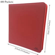 AEGIS GUARDIAN 12-карман двухсторонняя TCG карты папка для альбома, 480 карманы боковой вставкой Премиум молния карты связующего коллектор, красный 2024 - купить недорого