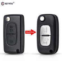 KEYYOU-funda para mando a distancia de coche, accesorio plegable y modificado, con 2 botones, para PEUGEOT 406, 407, 408, 308, 307, 107, CE0523 2024 - compra barato