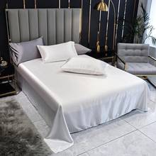 29 1 pc Flat Sheet Satin Silk Polyester Bed Sheet White Color Smooth Single/Queen/King Size Bed Linen Double Size 2024 - buy cheap