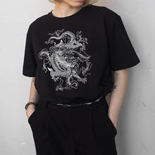 Camisetas informales de estilo Hip hop para mujer, ropa urbana de algodón coreano, Tops harajuku negros Kawaii, ropa gótica punk kpop 2020 2024 - compra barato