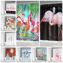 2020 Pink Flamingo  Printing  Waterproof Polyester Fabric Washable Bathroom Shower Curtain Screen With Hooks Accessories 2024 - buy cheap