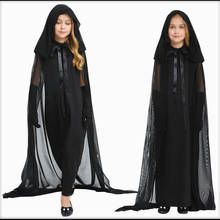 Disfraz de Halloween para niña y mujer, disfraz de vampiro, bruja negra, vestido de novia, capa para adulto 2024 - compra barato