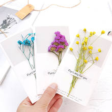 Tarjeta de papel de flores secas creativas, tarjetas de felicitación de tipo plegable, invitaciones de boda para fiesta de cumpleaños y Navidad 2024 - compra barato