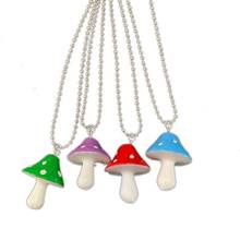 Cute Colorful Mushroom Metal Pendant Necklace For Women Girl Punk Plant Funny Gifts Harajuku Choker Necklace Trendy Jewelry New 2024 - buy cheap