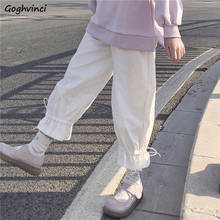 Pantalones informales de pierna ancha para mujer, ropa holgada de color liso, para chicas dulces, estilo japonés que combina con todo, con cordones, moda Chic Ulzzang 2024 - compra barato