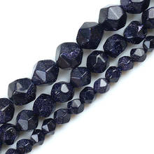 Natural Blue Sandstone Split Surface Faceted Loose Stone Beads Spacer Beads 15''Strand 6/8/10mm For Jewelry Making DIY Bracelet 2024 - buy cheap