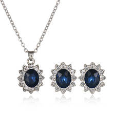 YADA new Blue Elegant Choker Necklace Earrings Sets For Women Bridal Cubic Zircon Elegant Lady Wedding Fine Jewelry Set ST200017 2024 - buy cheap