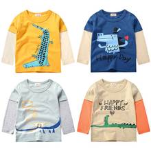 Camiseta de algodão para meninos, camiseta de manga comprida para crianças e meninas, tops de desenho animado para bebês, dinossauro, roupas para adolescentes roupas infantis 2024 - compre barato