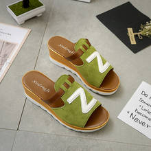 Zapatillas de verano con plataforma para mujer, sandalias de una palabra, zapatos de tacón alto con cuña, a la moda, nuevas 2024 - compra barato