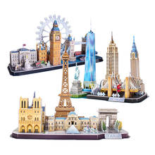 Jogo de quebra-cabeça 3d, brinquedo em miniatura, city, paris, nova york, moscow, famosa montagem de jogos de brinquedo para crianças 2024 - compre barato