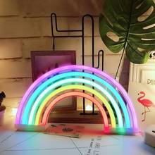 Letreiro criativo de arco-íris com lâmpada led, noturna, para quarto de crianças, café, mural de festa, decoração usb, à bateria, iluminação 2024 - compre barato